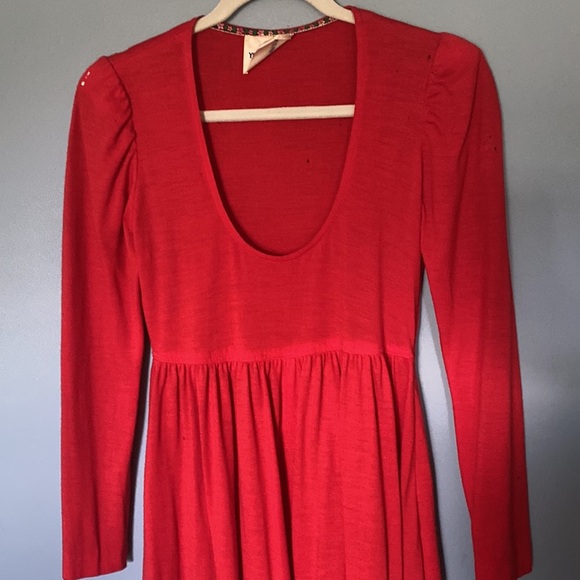 VTG RARE wool oranges 70’s maxi dress princess sleeve boho Cottagecore Sz S - Picture 2 of 14